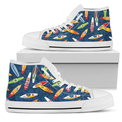 Surfboard Pattern Print Women High Top Shoes