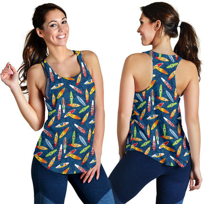 Surfboard Pattern Print Women Racerback Tank Top