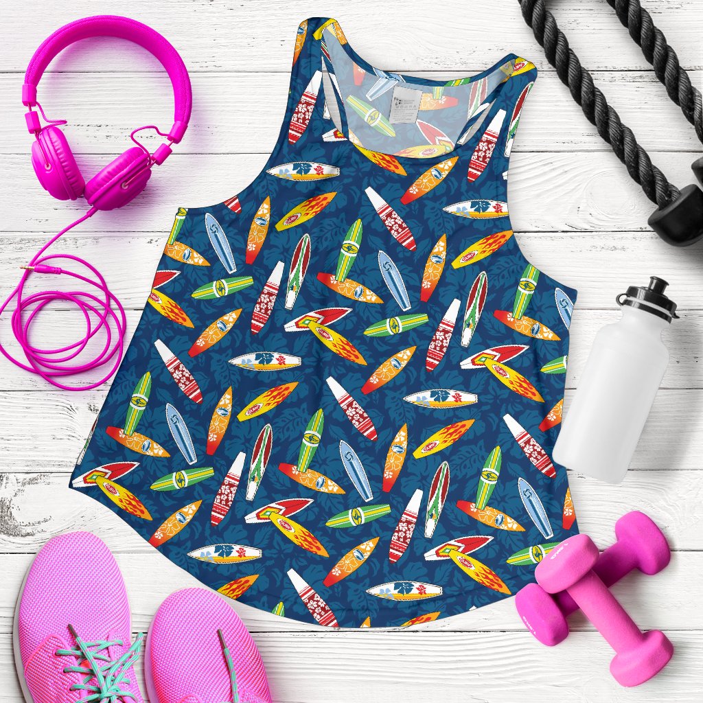 Surfboard Pattern Print Women Racerback Tank Top