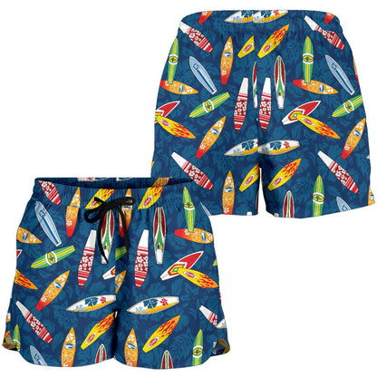 Surfboard Pattern Print Women Shorts-JTAMIGO.COM