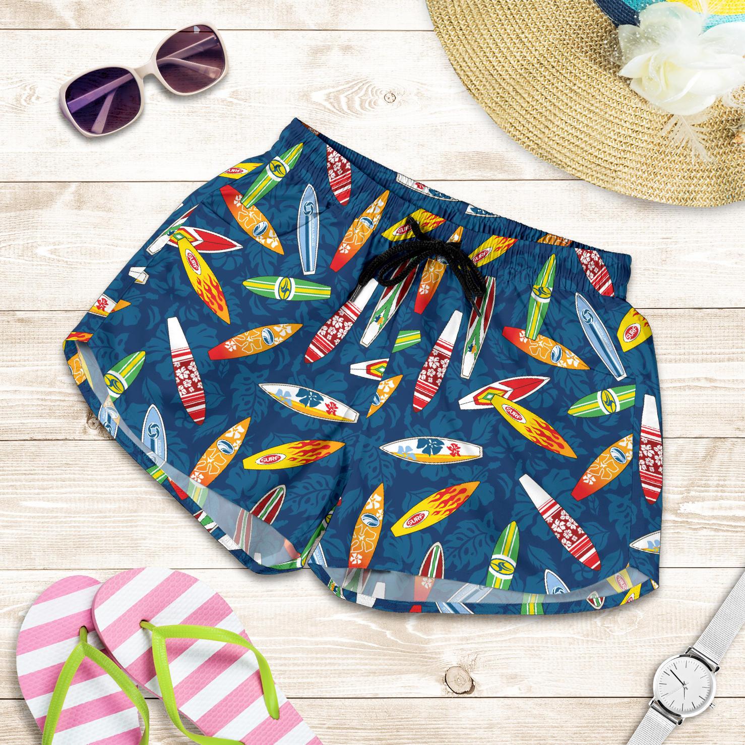 Surfboard Pattern Print Women Shorts-JTAMIGO.COM
