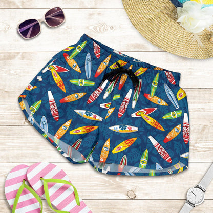 Surfboard Pattern Print Women Shorts-JTAMIGO.COM