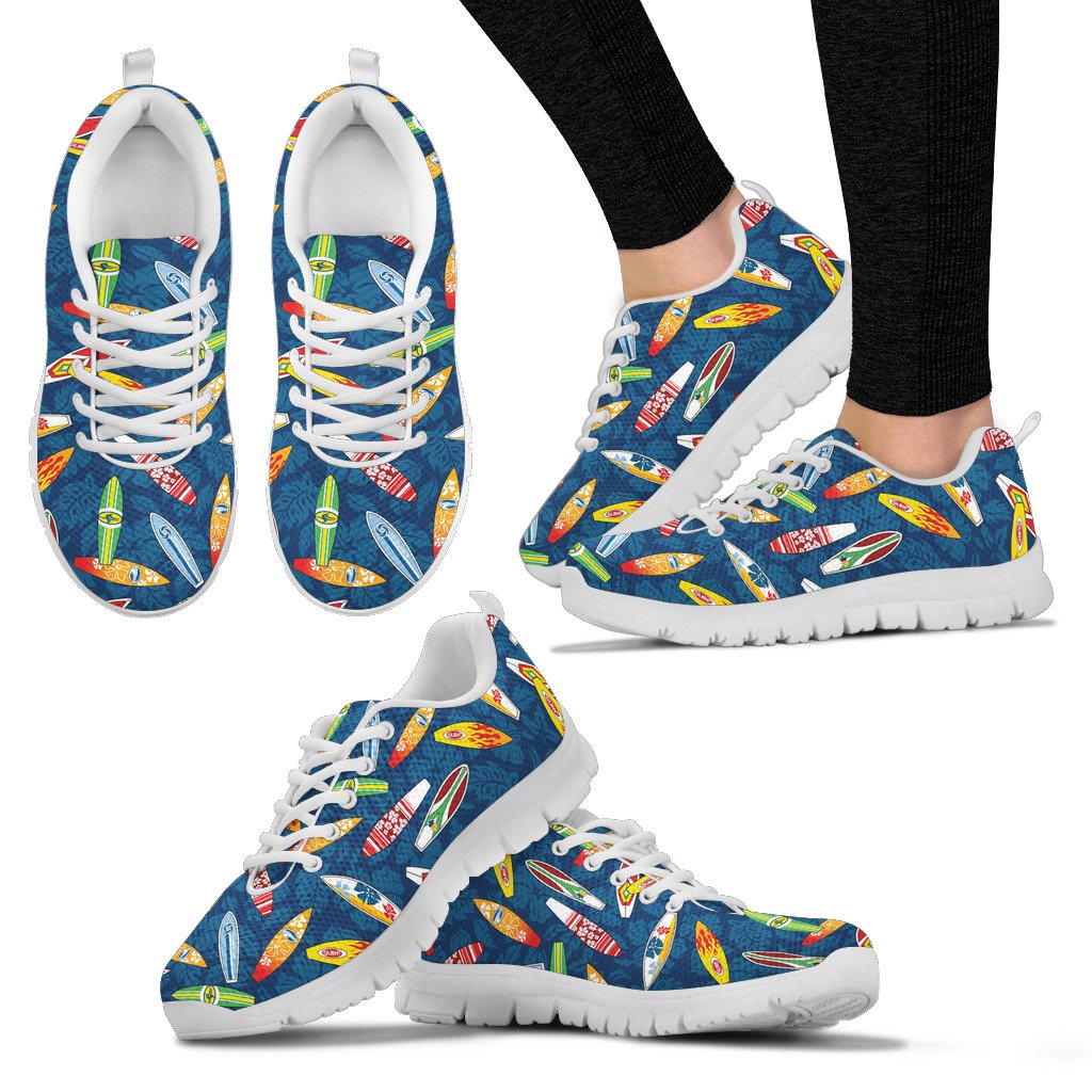 Surfboard Pattern Print Women Sneakers Shoes