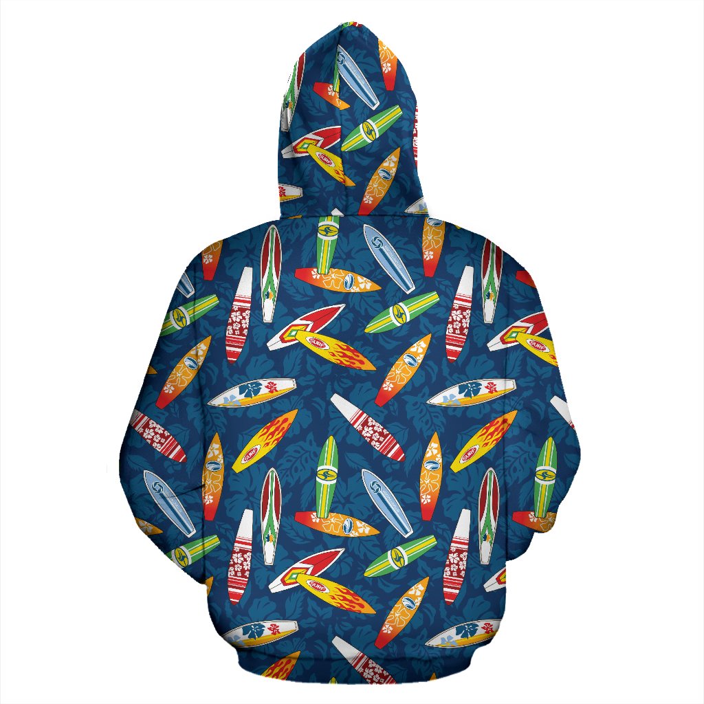 Surfboard Pattern Print Zip Up Hoodie