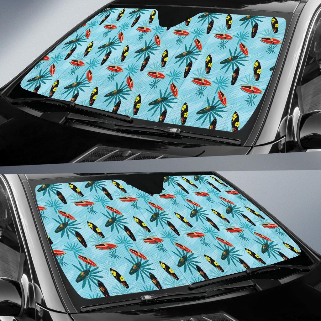 Surfboard Themed Pattern Car Sun Shade For Windshield