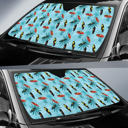 Surfboard Themed Pattern Car Sun Shade For Windshield