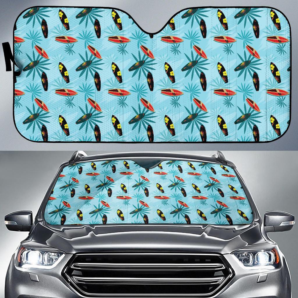 Surfboard Themed Pattern Car Sun Shade For Windshield