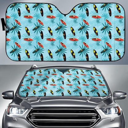 Surfboard Themed Pattern Car Sun Shade For Windshield