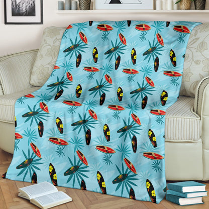 Surfboard Themed Pattern Fleece Blanket