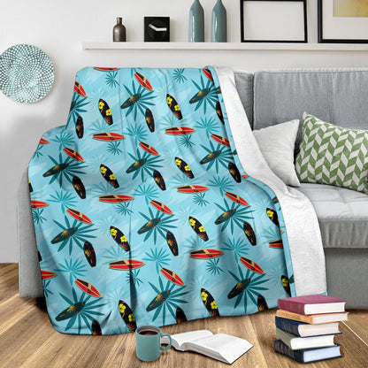 Surfboard Themed Pattern Fleece Blanket