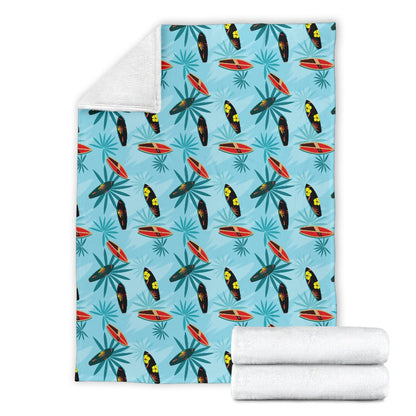 Surfboard Themed Pattern Fleece Blanket