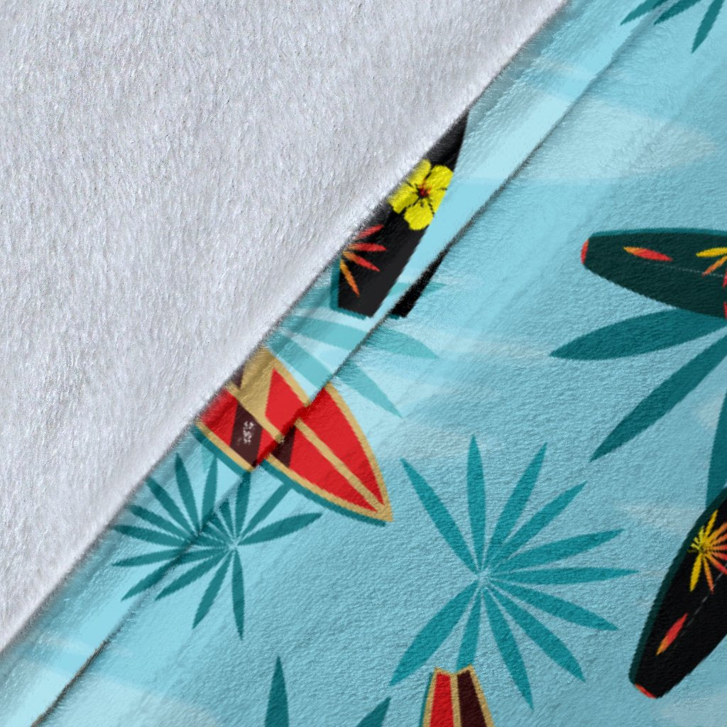 Surfboard Themed Pattern Fleece Blanket