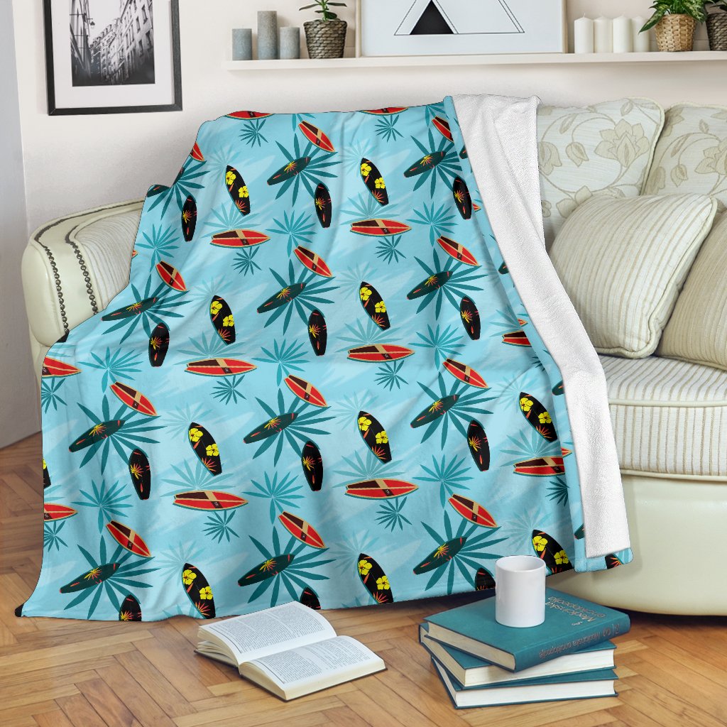 Surfboard Themed Pattern Fleece Blanket