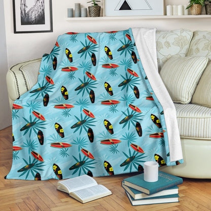 Surfboard Themed Pattern Fleece Blanket