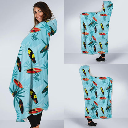 Surfboard Themed Pattern Hooded Blanket-JTAMIGO.COM