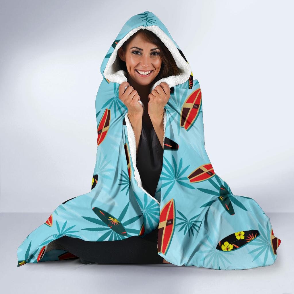 Surfboard Themed Pattern Hooded Blanket-JTAMIGO.COM