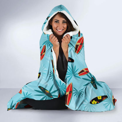 Surfboard Themed Pattern Hooded Blanket-JTAMIGO.COM