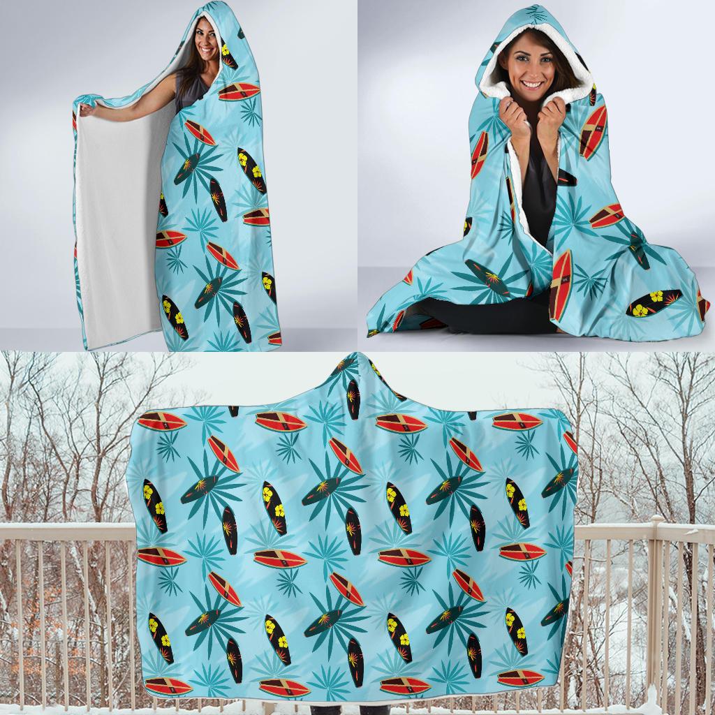 Surfboard Themed Pattern Hooded Blanket-JTAMIGO.COM