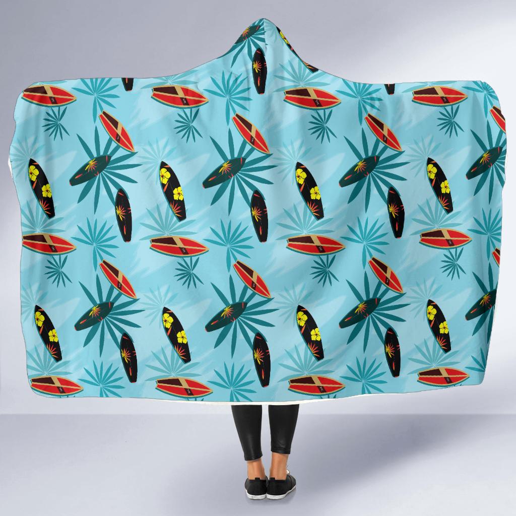 Surfboard Themed Pattern Hooded Blanket-JTAMIGO.COM