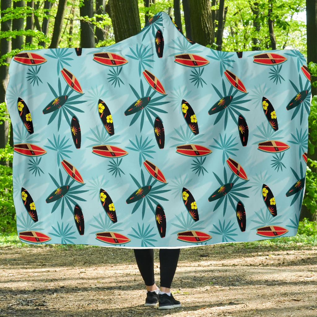 Surfboard Themed Pattern Hooded Blanket-JTAMIGO.COM