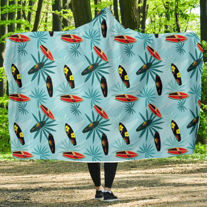 Surfboard Themed Pattern Hooded Blanket-JTAMIGO.COM