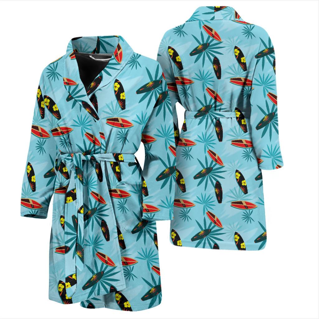 Surfboard Themed Pattern Men Bath Robe-JTAMIGO.COM