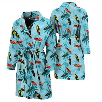 Surfboard Themed Pattern Men Bath Robe-JTAMIGO.COM
