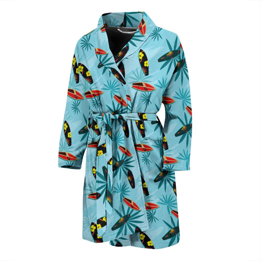 Surfboard Themed Pattern Men Bath Robe-JTAMIGO.COM