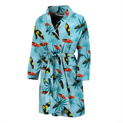 Surfboard Themed Pattern Men Bath Robe-JTAMIGO.COM