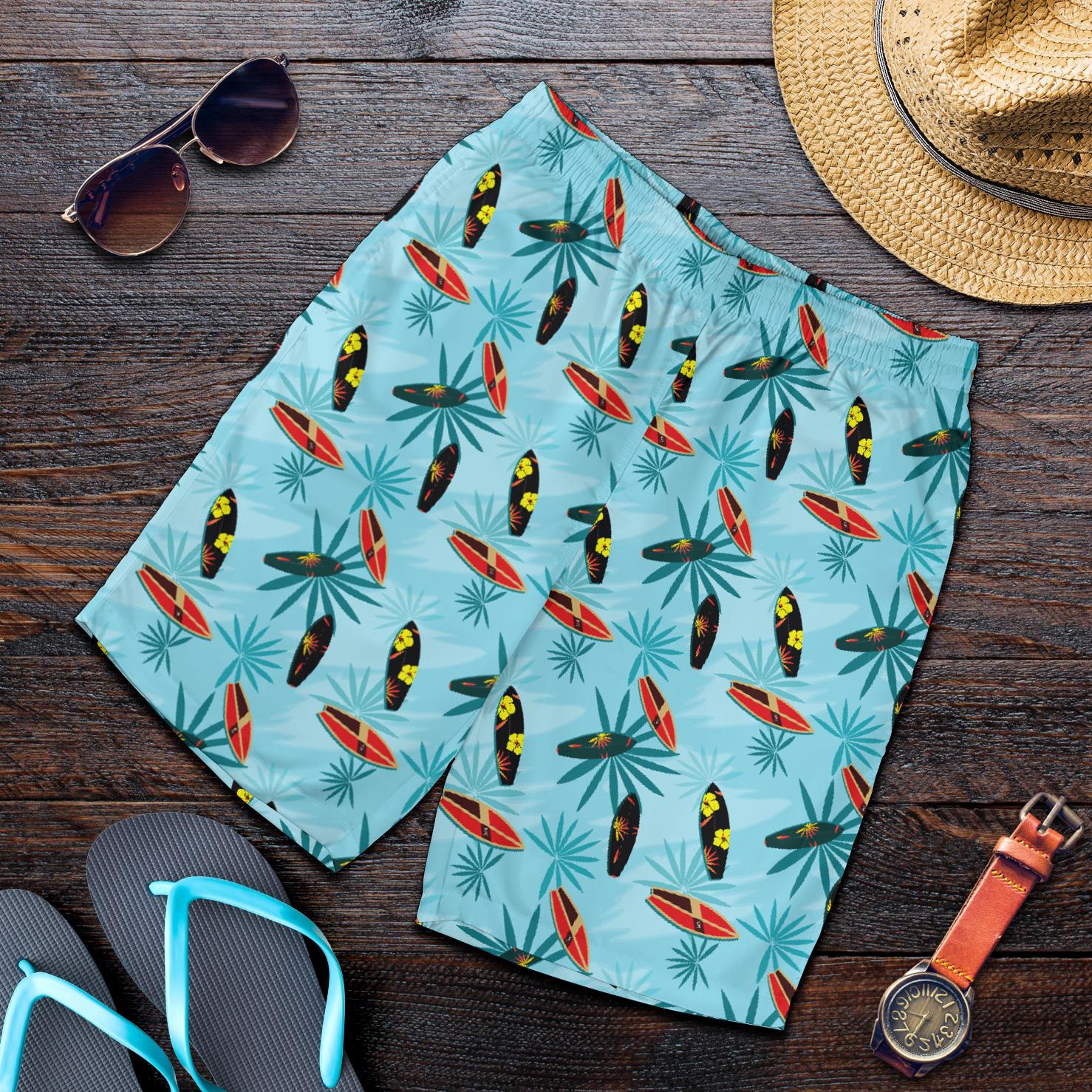 Surfboard Themed Pattern Mens Shorts-JTAMIGO.COM