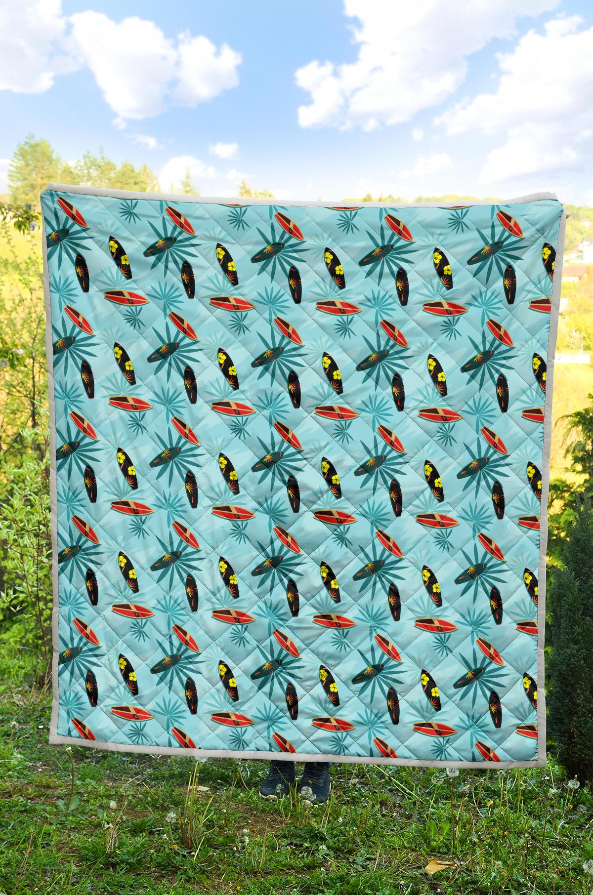 Surfboard Themed Pattern Premium Quilt-JTAMIGO.COM