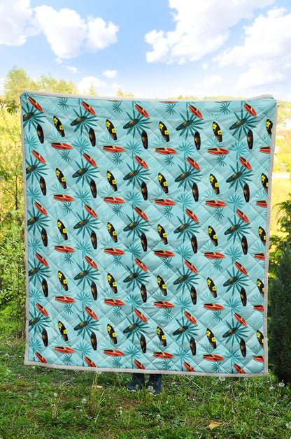 Surfboard Themed Pattern Premium Quilt-JTAMIGO.COM