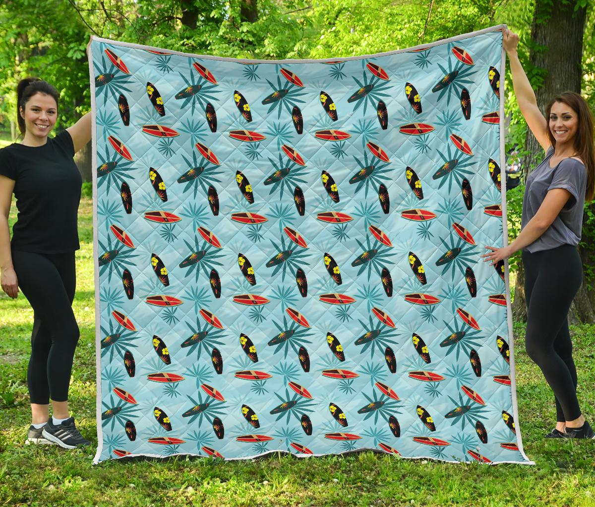 Surfboard Themed Pattern Premium Quilt-JTAMIGO.COM