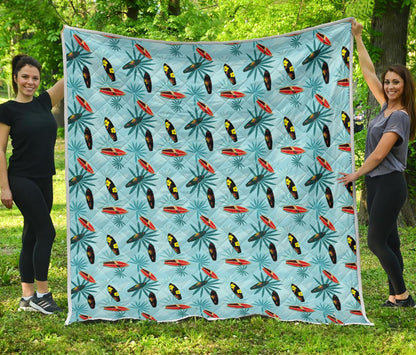 Surfboard Themed Pattern Premium Quilt-JTAMIGO.COM