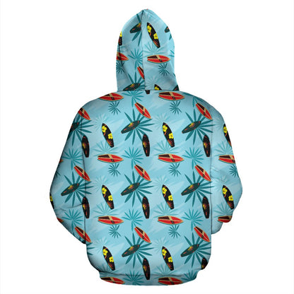 Surfboard Themed Pattern Pullover Hoodie
