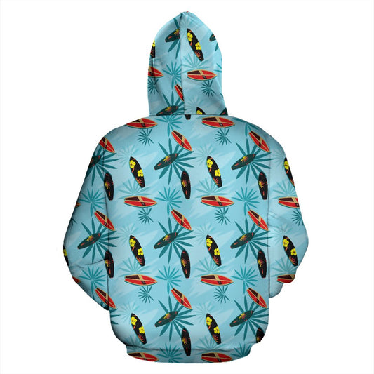 Surfboard Themed Pattern Pullover Hoodie