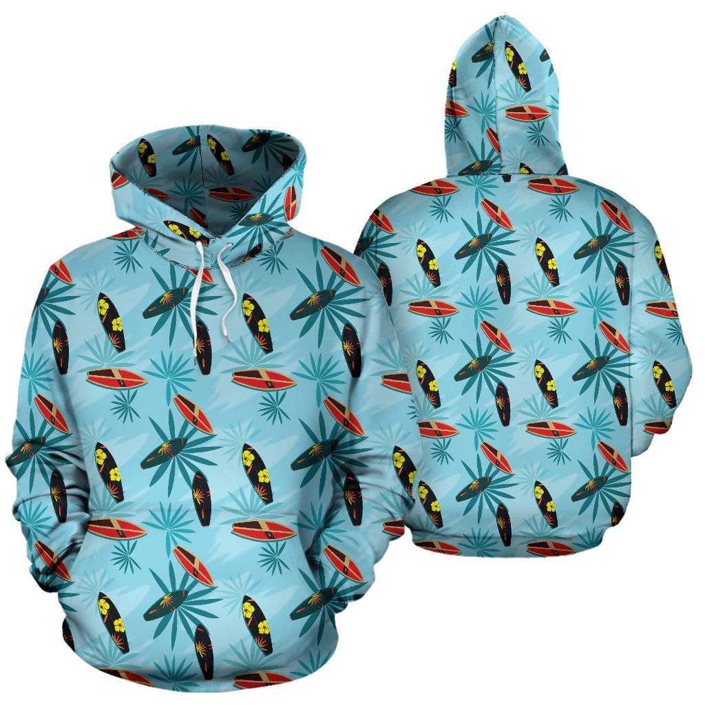 Surfboard Themed Pattern Pullover Hoodie