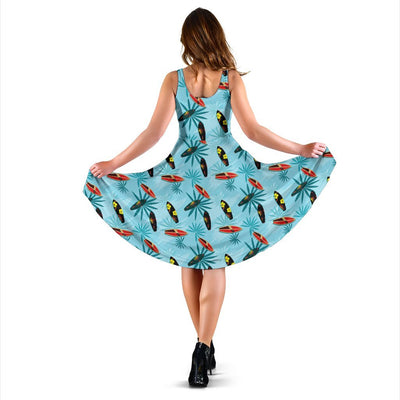 Surfboard Themed Pattern Sleeveless Dress