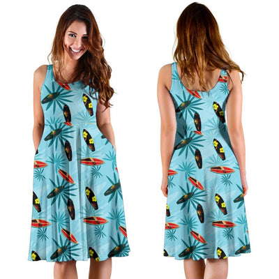 Surfboard Themed Pattern Sleeveless Dress