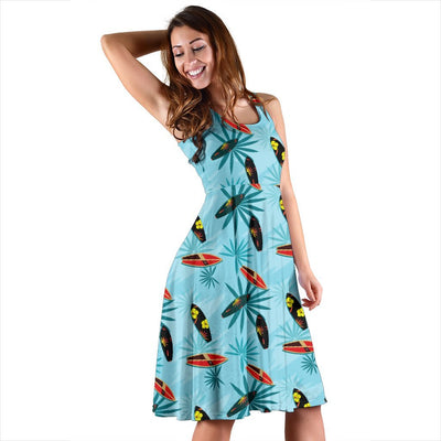 Surfboard Themed Pattern Sleeveless Dress