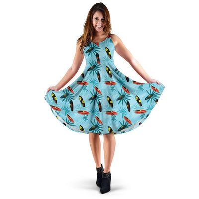 Surfboard Themed Pattern Sleeveless Dress