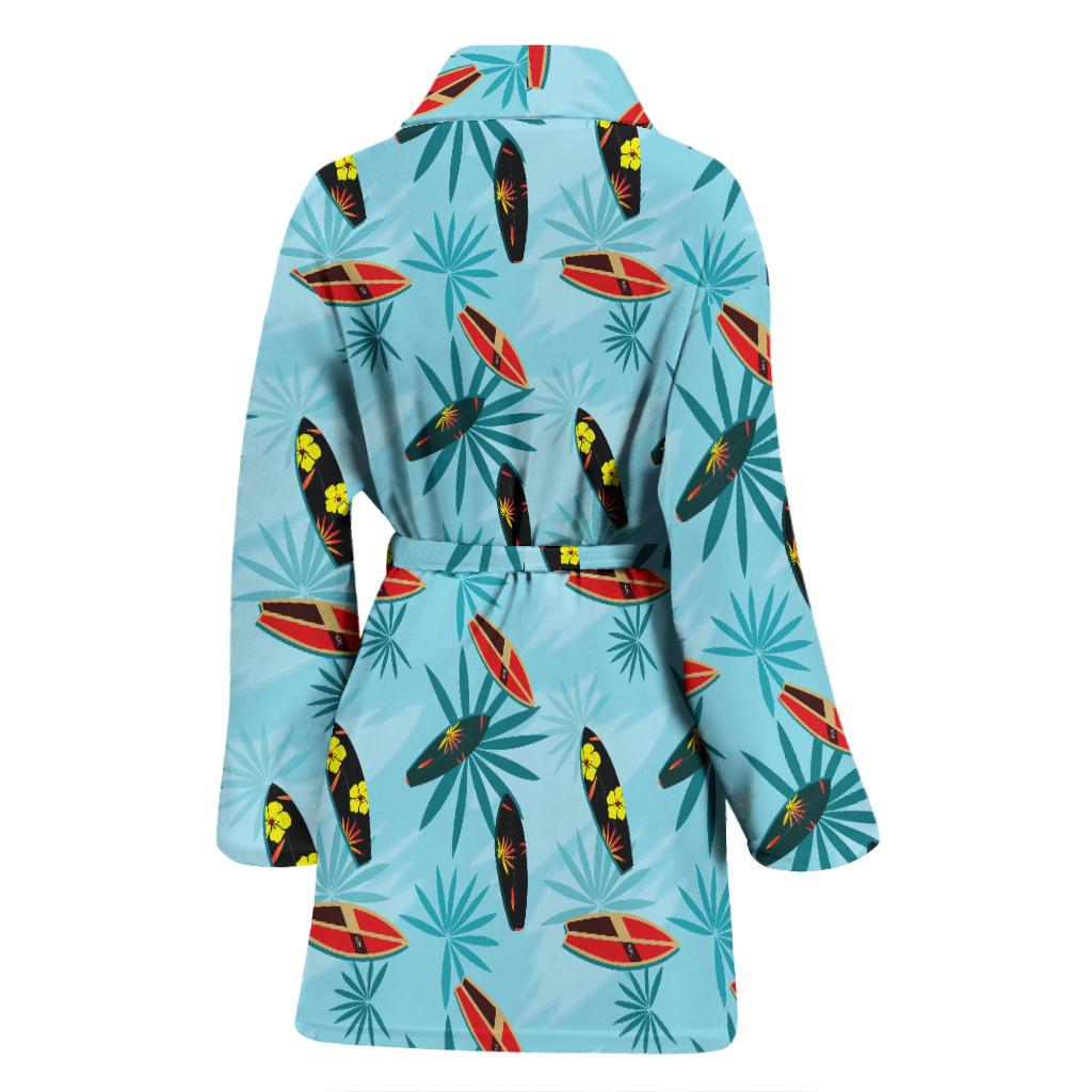 Surfboard Themed Pattern Women Bath Robe-JTAMIGO.COM