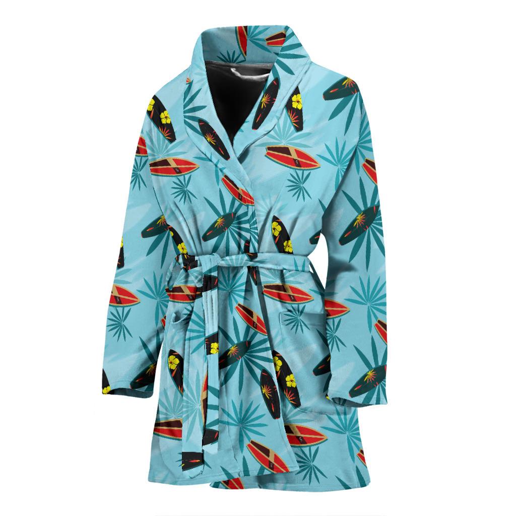 Surfboard Themed Pattern Women Bath Robe-JTAMIGO.COM