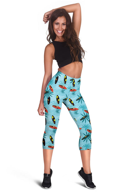 Surfboard Themed Pattern Women Capris