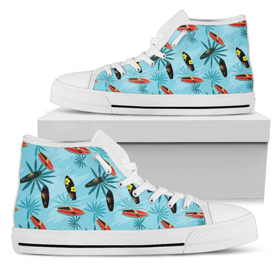 Surfboard Themed Pattern Women High Top Shoes