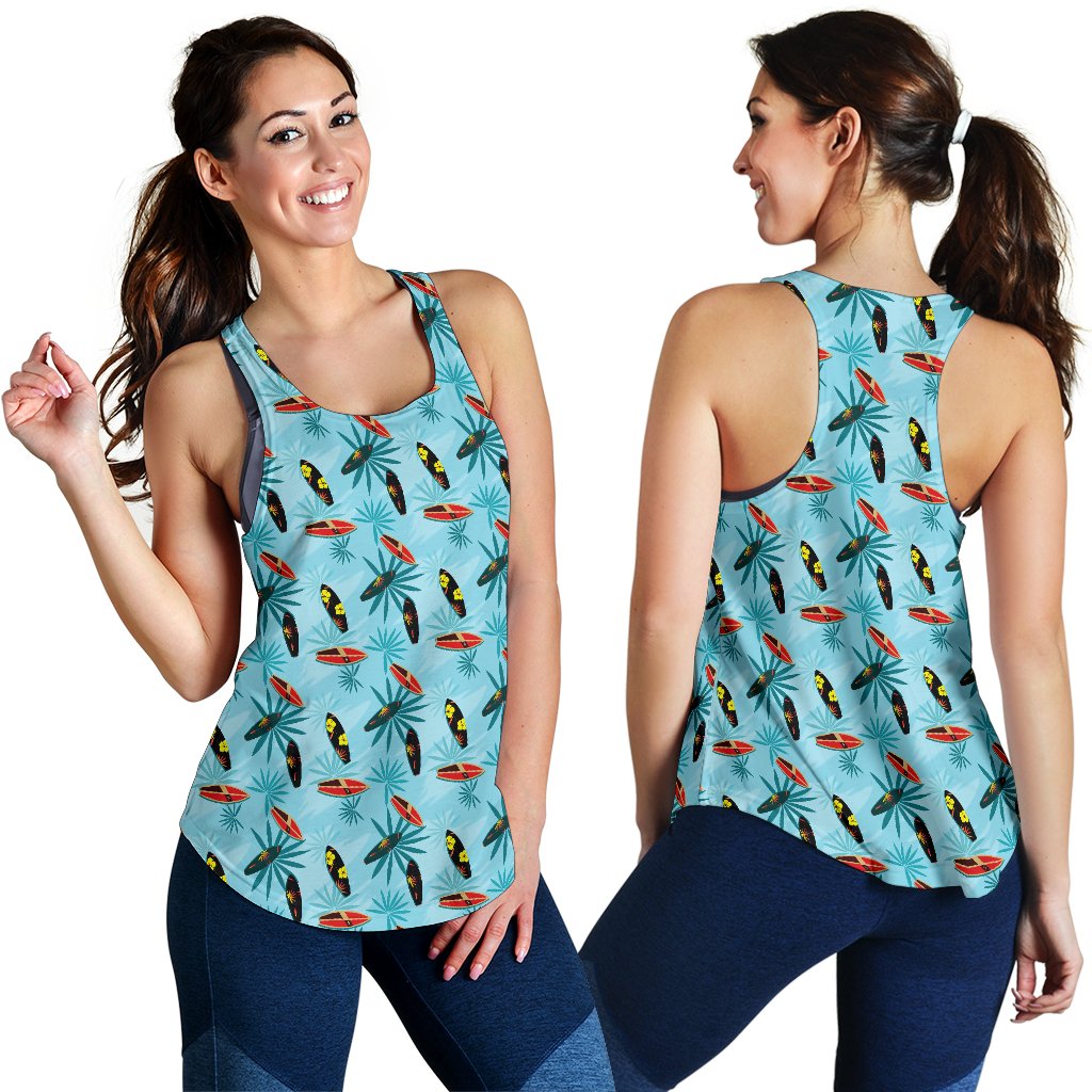 Surfboard Themed Pattern Women Racerback Tank Top
