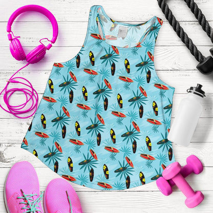 Surfboard Themed Pattern Women Racerback Tank Top