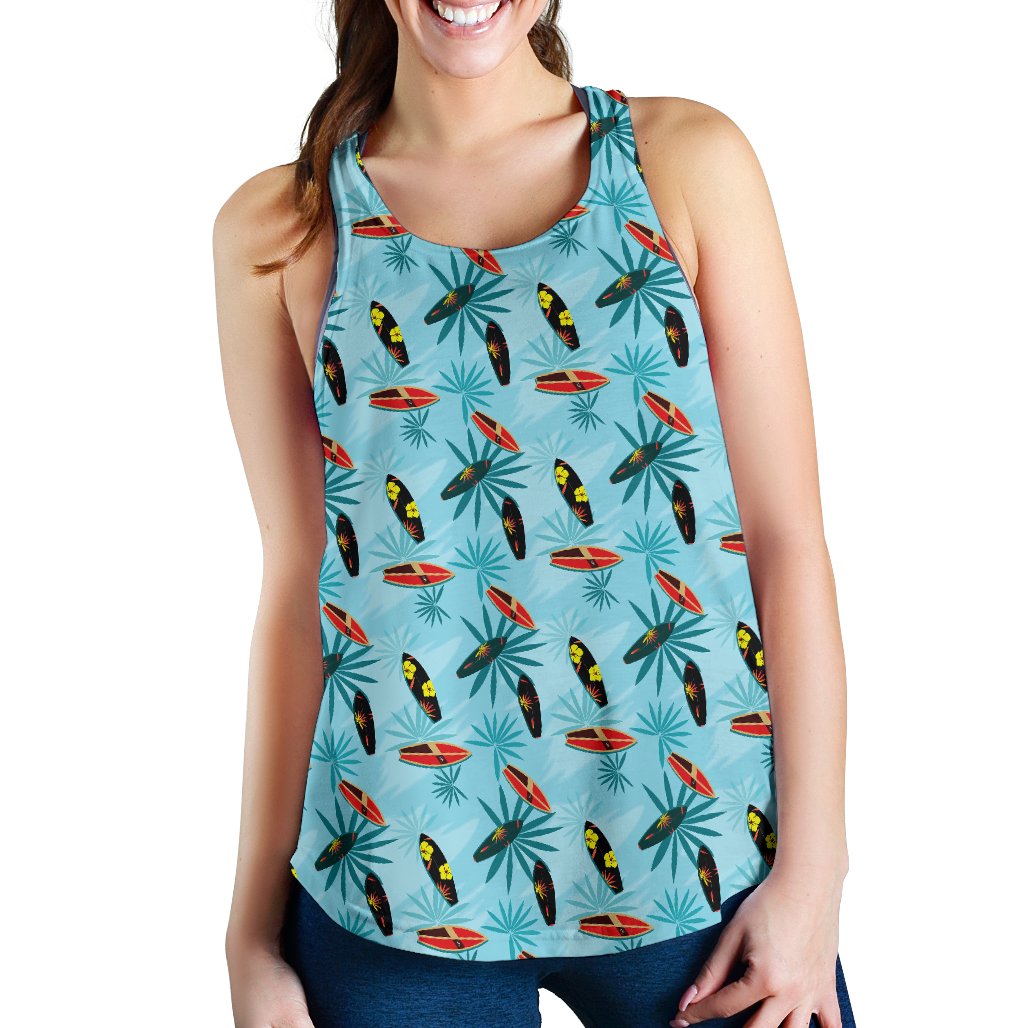 Surfboard Themed Pattern Women Racerback Tank Top