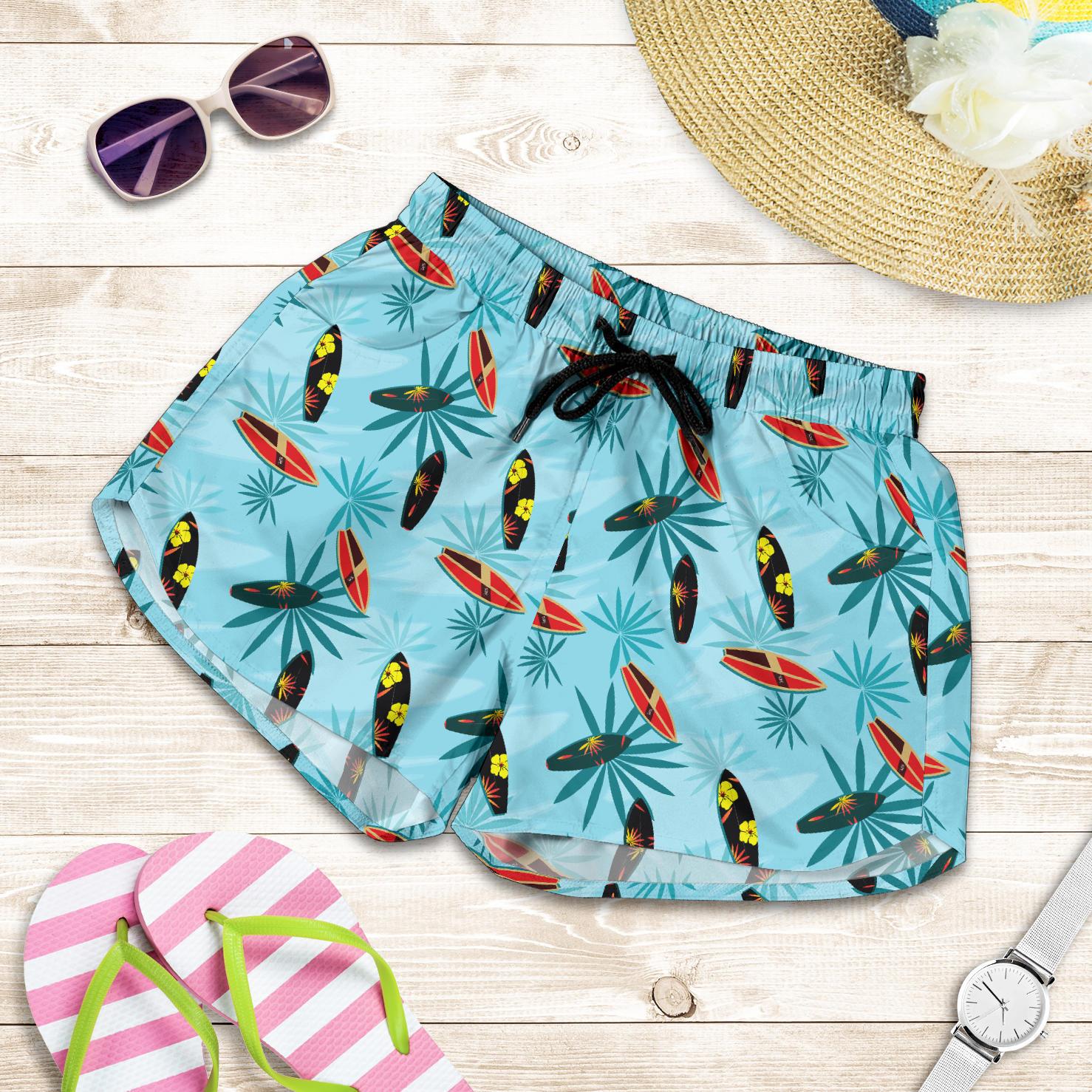 Surfboard Themed Pattern Women Shorts-JTAMIGO.COM