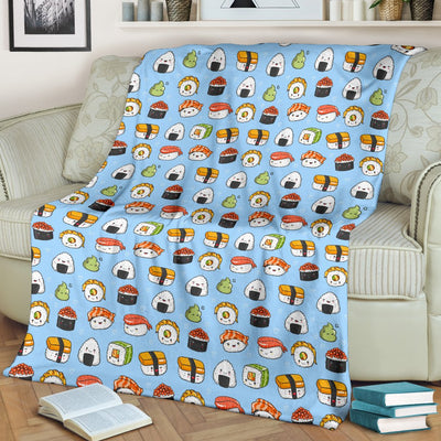 Sushi Cartoon Design Fleece Blanket